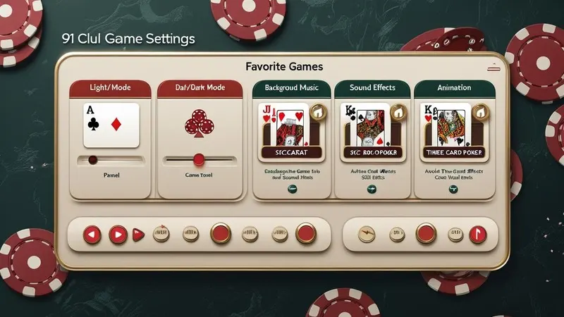 91 Club's comprehensive personalization settings allowing users to tailor their casino gaming experience