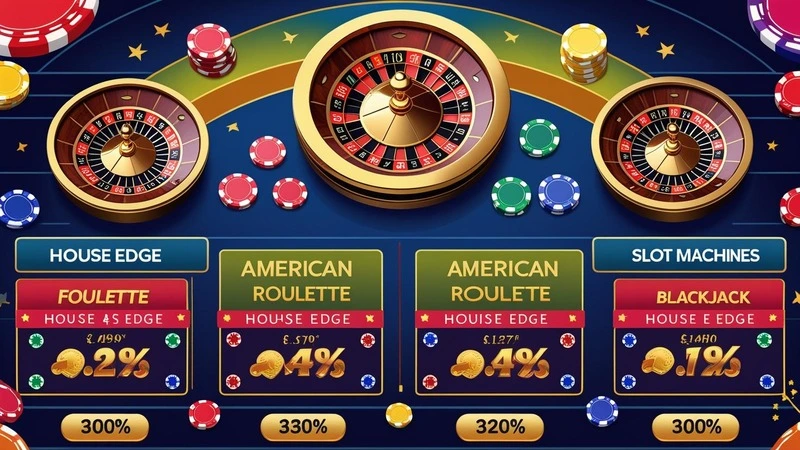comparison chart of house edge percentages for roulette, blackjack, and slots on 91 club platform