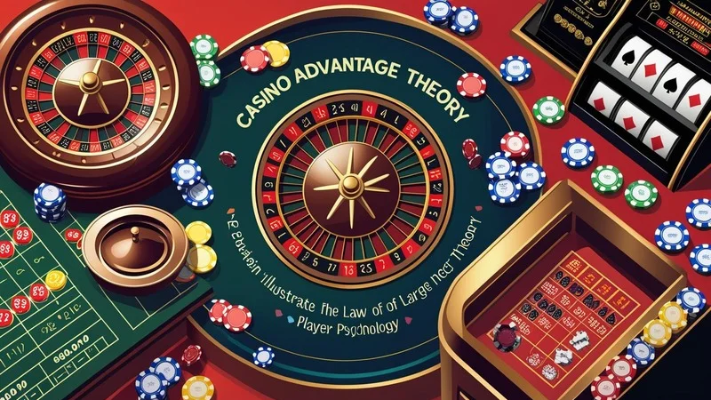 Visual showing why casinos maintain advantage using law of large numbers and game design at 91 club