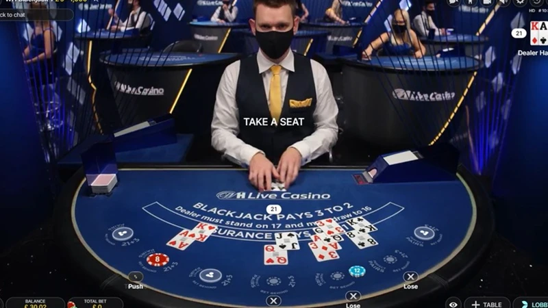 Basic rules of online blackjack illustrated with card values, player-dealer hand comparisons, and game decisions like hit, stand, split, or double down